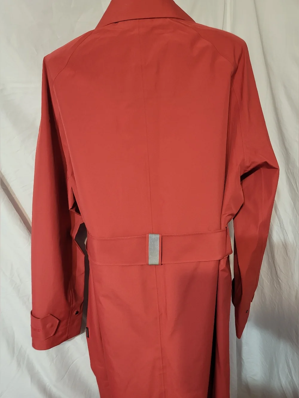 Peak Performance Red Trench Coat with Tie Belt, Size Medium - Picture 4 of 17